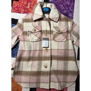 Primark Toddler 3-4 Years Pink Brown Plaid Jacket Button